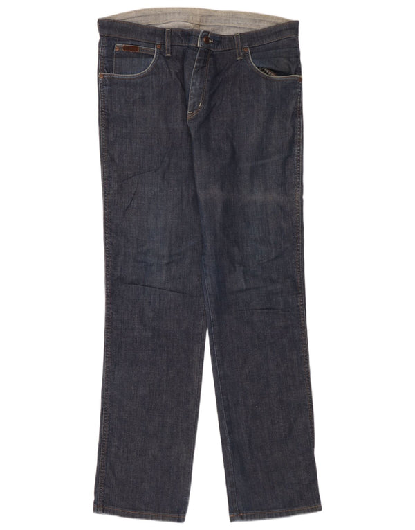 Wrangler Masculino Texas Stretch Straight Jeans W38 L34 Azul Marinho Algodão