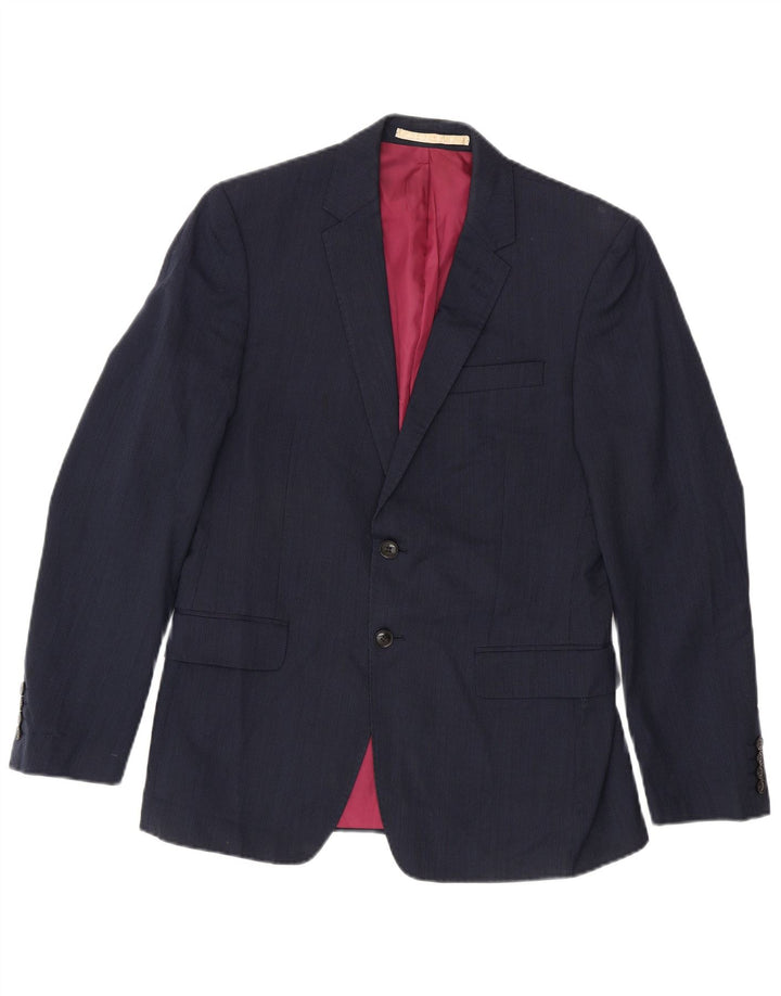 Jaqueta blazer masculina de 2 botões Marks & Spencer Reino Unido 38 lã azul marinho médio