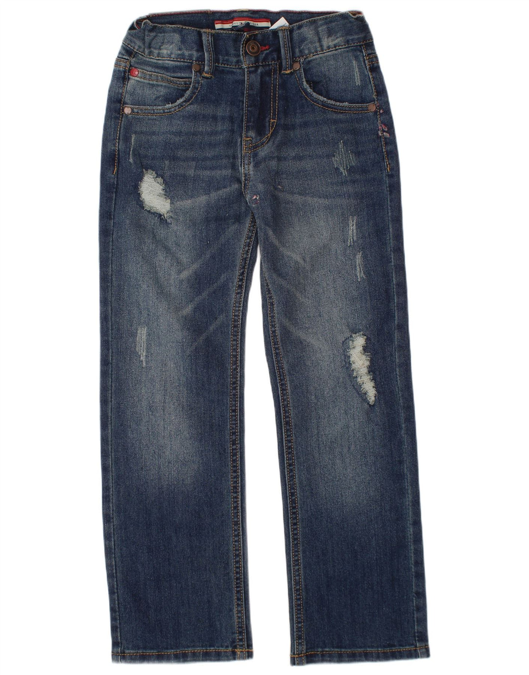 TOMMY HILFIGER Meninos jeans retos desgastados 5-6 anos W24 L20 Azul