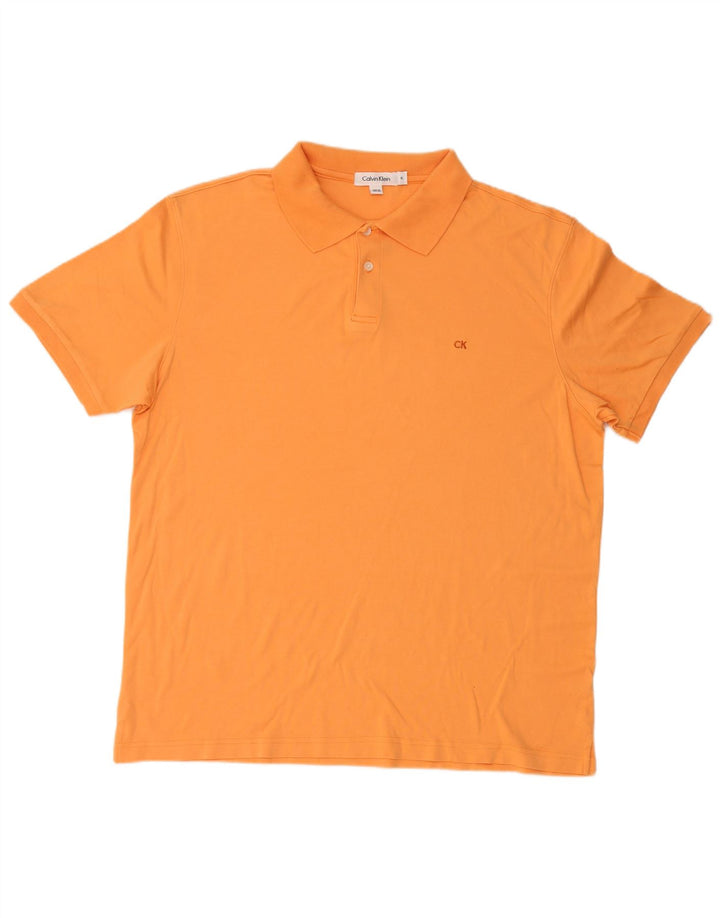 Camisa polo masculina Calvin Klein XL laranja algodão