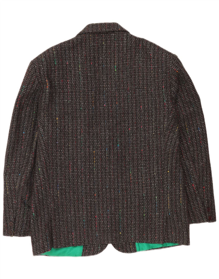 Luck in Luck Jaqueta blazer masculina de 3 botões Reino Unido 42 XL lã manchada cinza