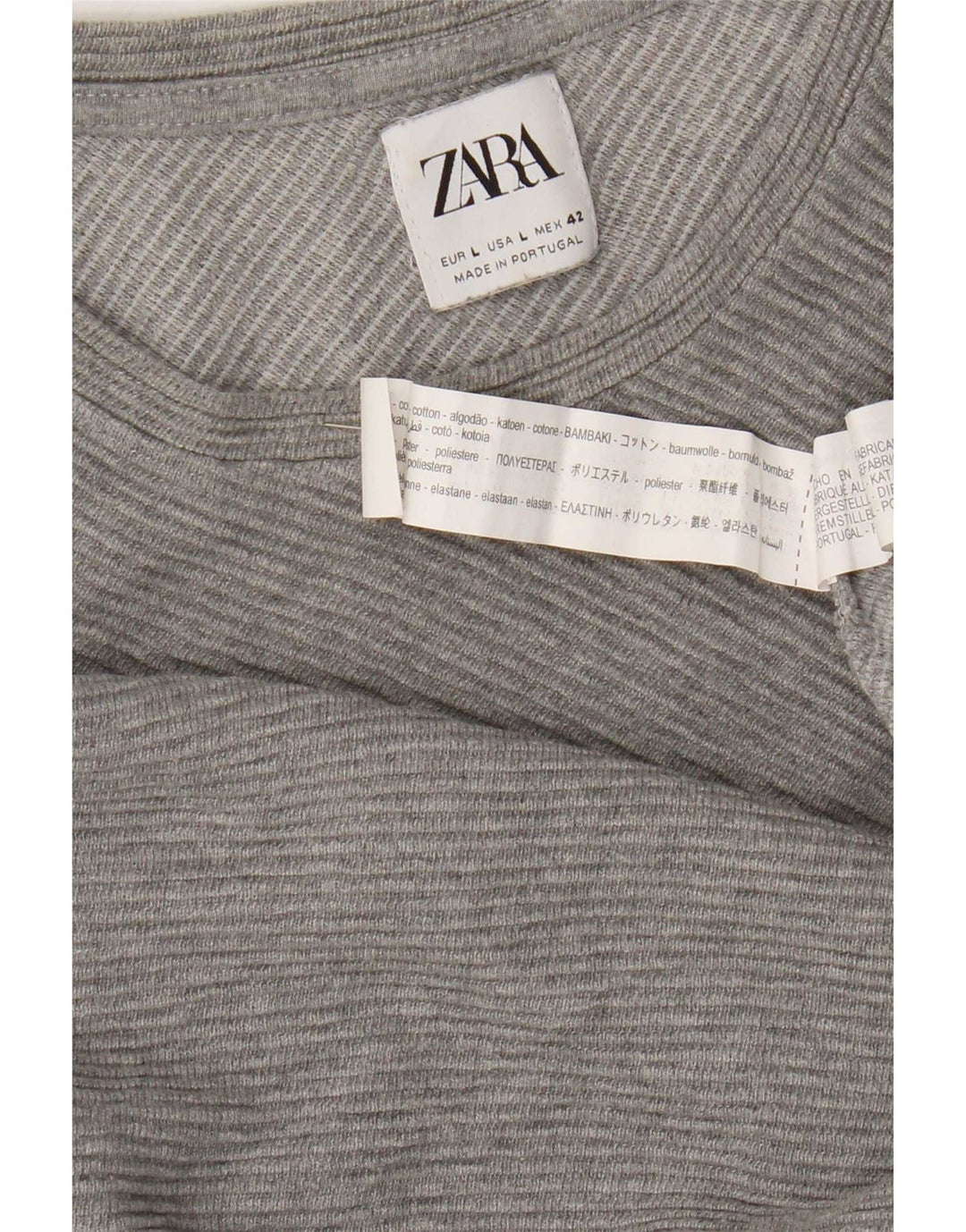 Zara Top masculino manga comprida grande algodão cinza