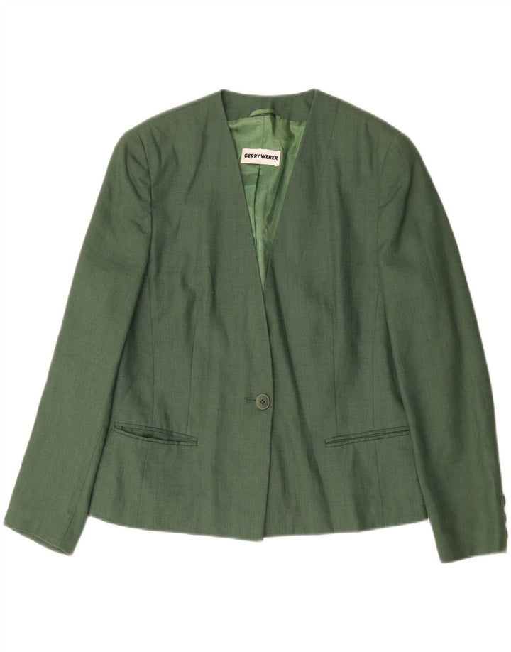 Jaqueta blazer feminina Gerry Weber com 1 botão UE 38 linho verde médio