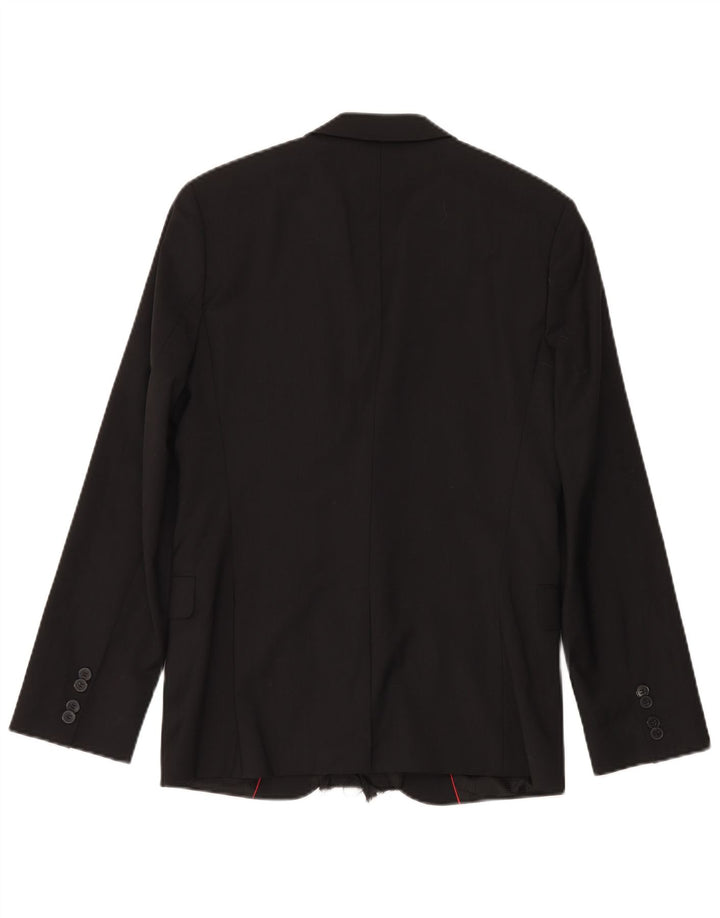 Jaqueta blazer masculina Hugo Boss com 2 botões UE 46 pequena lã preta
