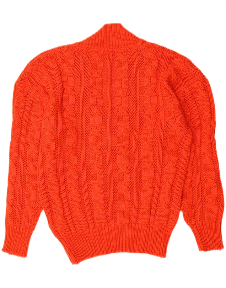VINTAGE Womens V-Neck Jumper Sweater EU 38 Medium Orange Acrylic Vintage Vintage and Second-Hand Vintage from Messina Hembry 
