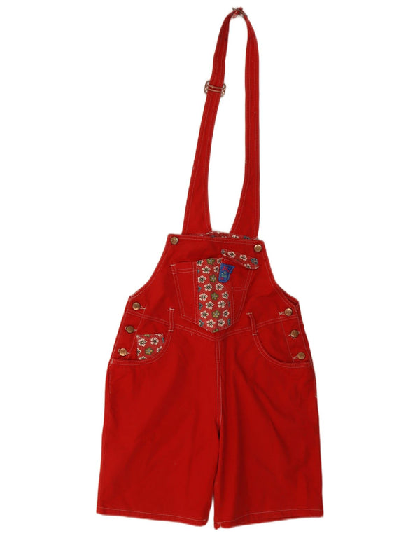 Macacão feminino vintage UK 14 médio W30 algodão floral vermelho