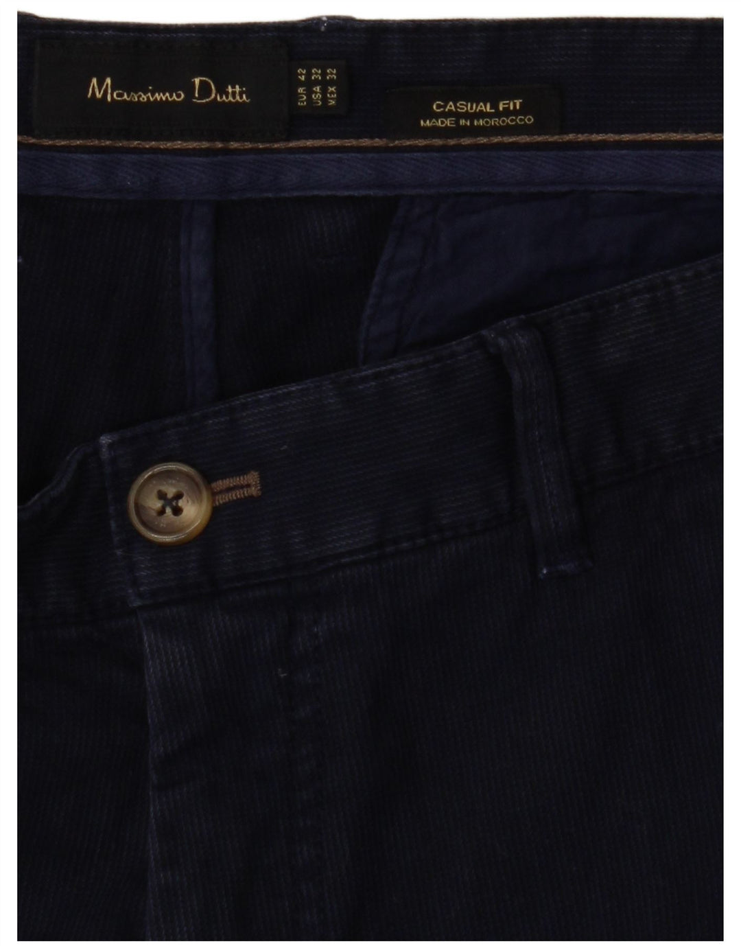Calça chino masculina MASSIMO DUTTI casual fit UE 42 grande W32 L32 azul marinho