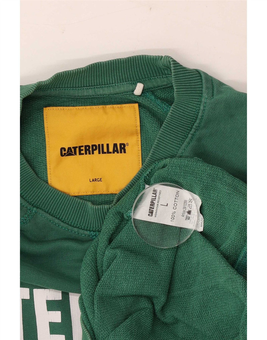 Suéter gráfico masculino Caterpillar grande algodão verde