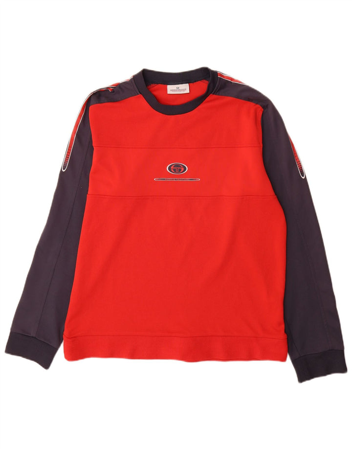 Sergio Tacchini moletom gráfico masculino jumper grande bloco colorido vermelho