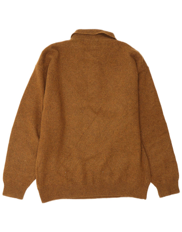 Suéter masculino VINTAGE com gola polo IT 48 pequeno marrom Argyle/Diamante