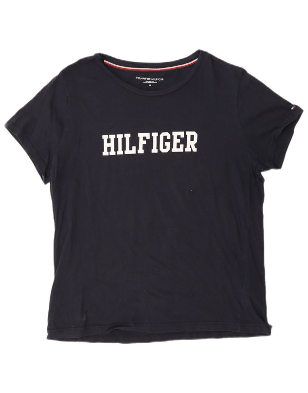 Camiseta feminina Tommy Hilfiger com estampa gráfica UK 14 algodão azul marinho médio