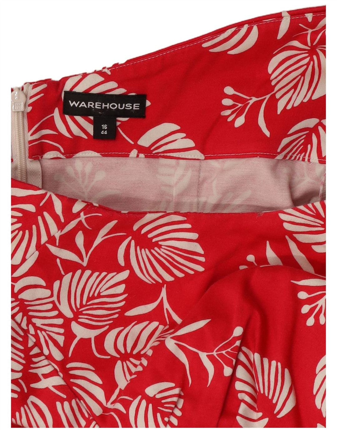 WAREHOUSE Vestido frente única feminino Reino Unido 16 grande algodão floral vermelho