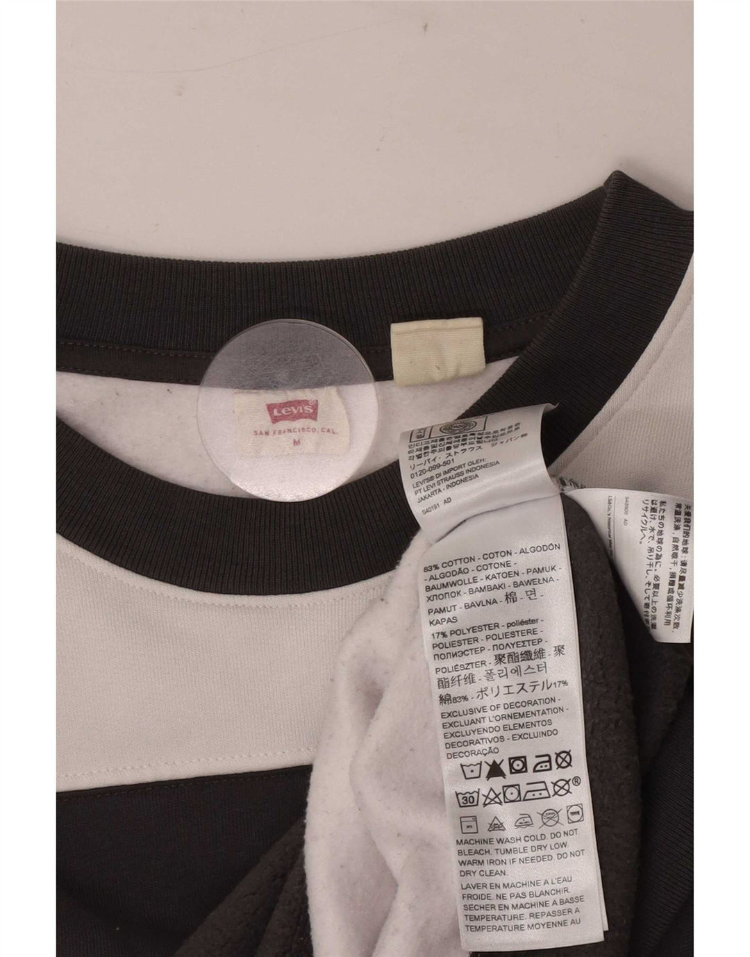 Levi's Womens Oversized Crop Moletom Jumper Reino Unido 14 Médio Preto Listrado
