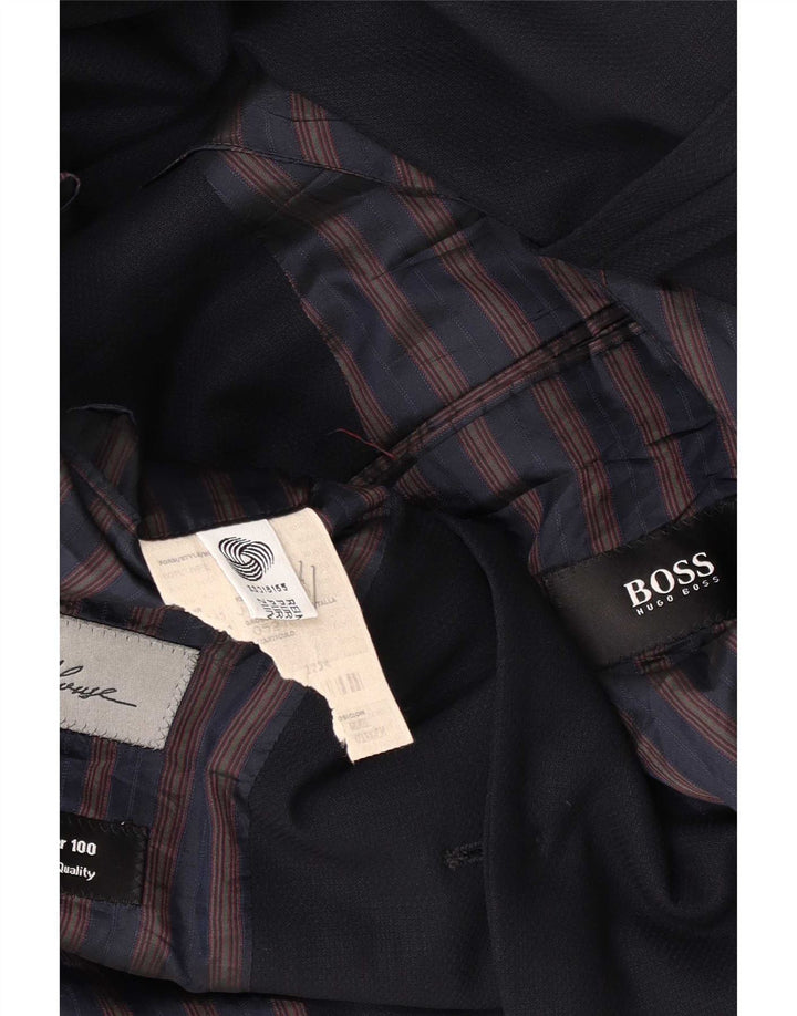 Jaqueta blazer masculina Hugo Boss com 3 botões EU 52 XL azul marinho nova lã
