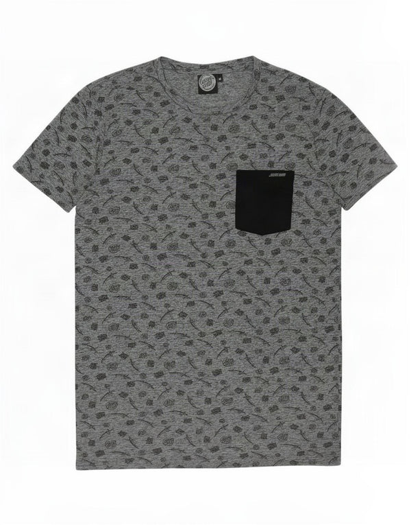 Camiseta gráfica masculina Santa Cruz Top cinza médio poliéster