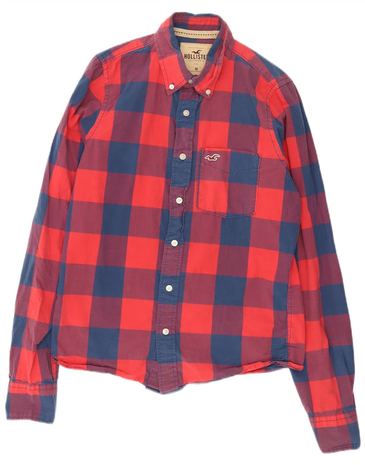 Camisa masculina HOLLISTER de algodão xadrez vermelho médio