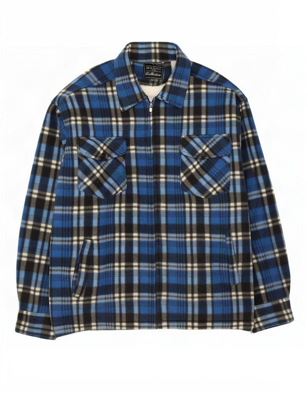 Jaqueta masculina Magill Sherpa Fleece UK 38 poliéster xadrez azul médio