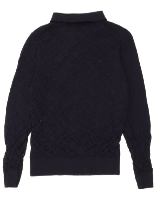 Suéter masculino Massimo Dutti com gola polo e lã azul marinho médio