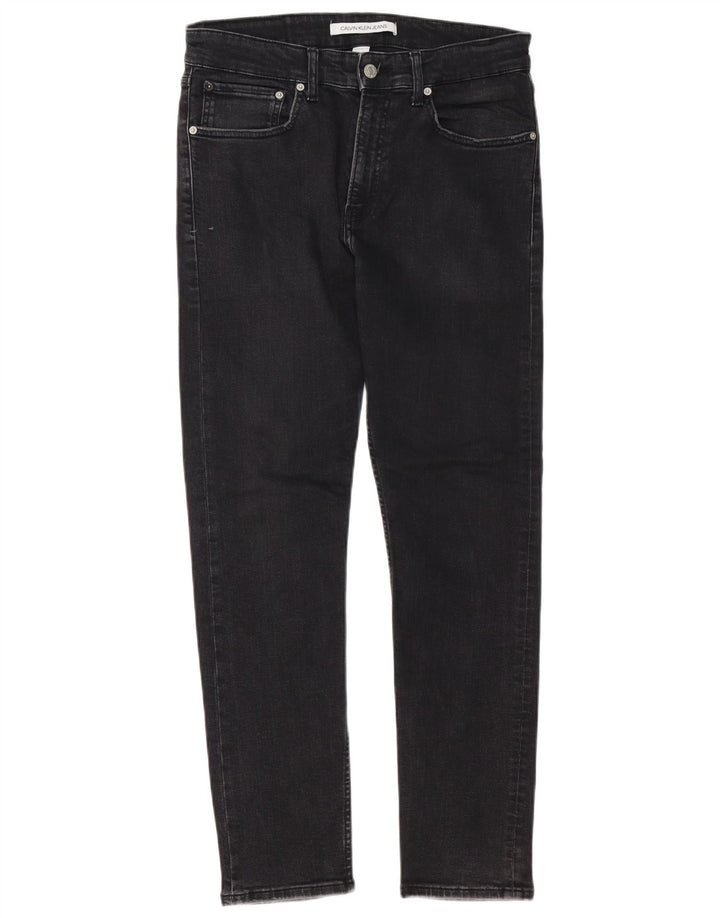 Calvin Klein Mens Jeans Slim W32 L30 Algodão Preto