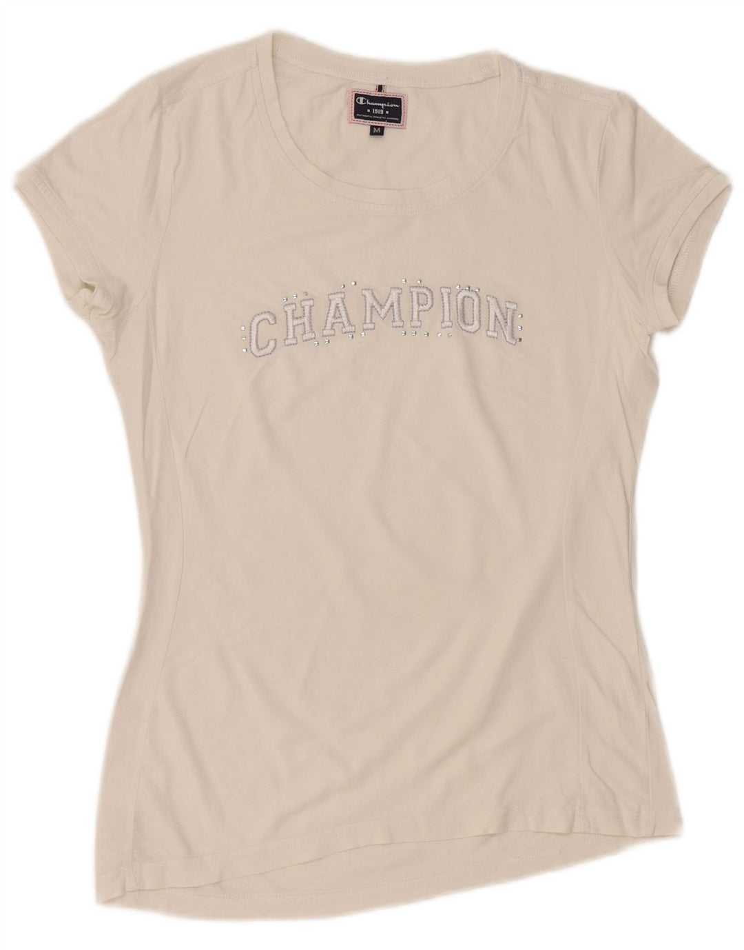Camiseta feminina estampada Champion UK 12 médio branco