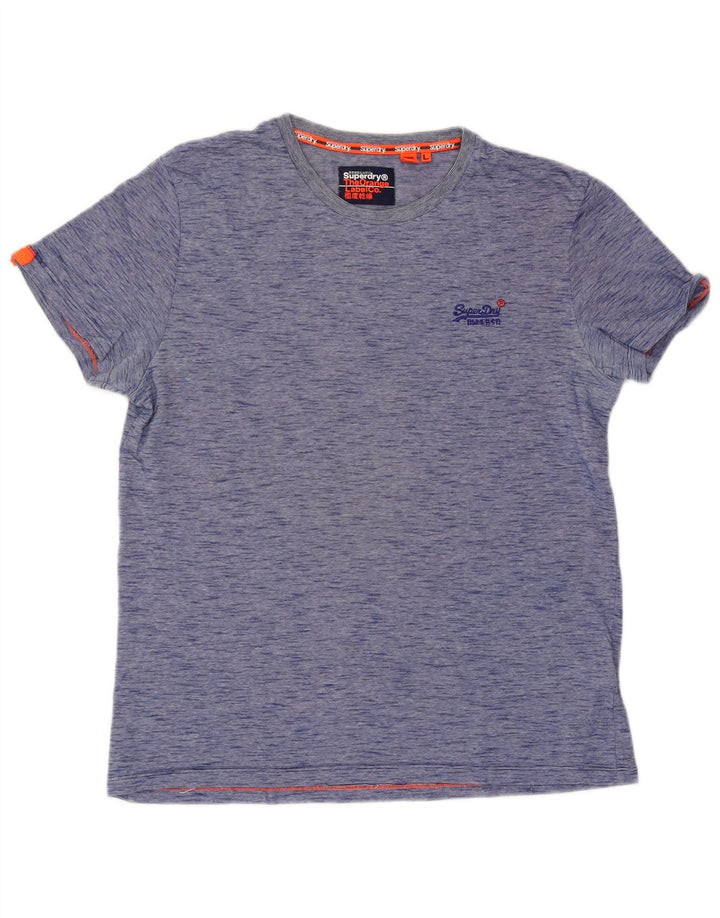 Camiseta masculina Superdry Top grande algodão manchado azul