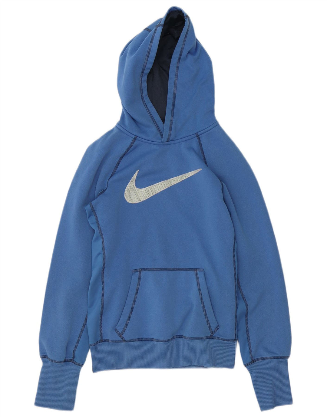 Jumper com capuz gráfico feminino Nike UK 10 pequeno azul poliéster