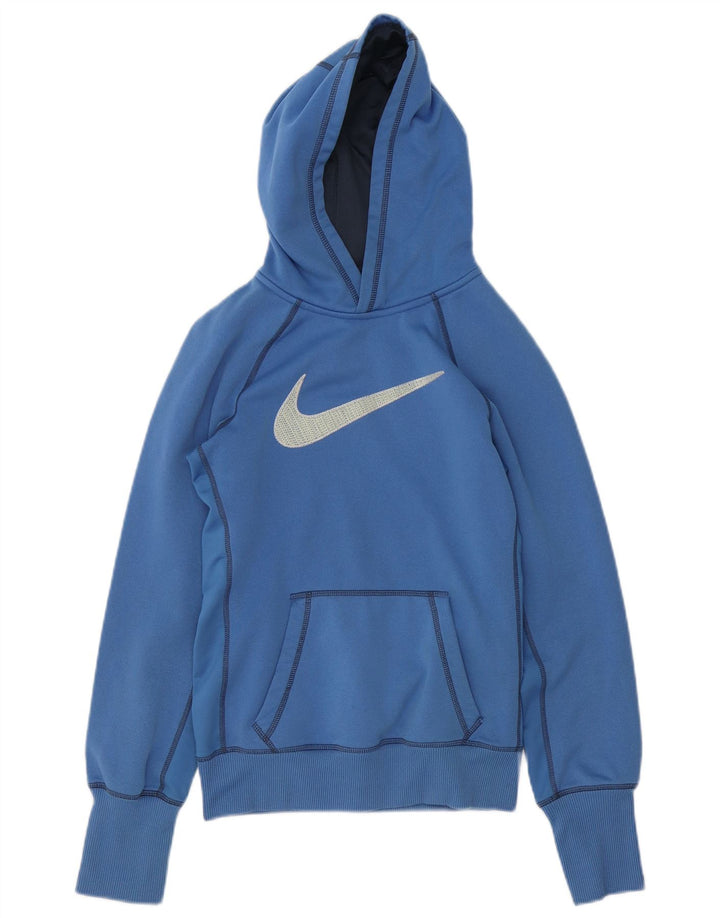 Jumper com capuz gráfico feminino Nike UK 10 pequeno azul poliéster