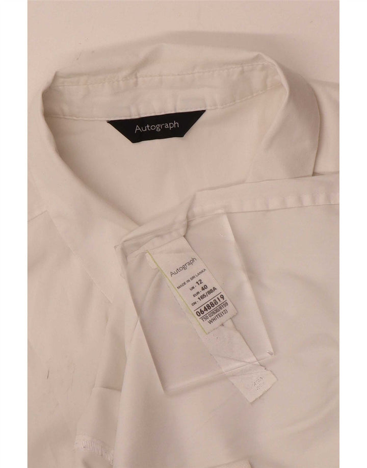 Camisa feminina Marks & Spencer Autograph Reino Unido 12 algodão branco médio