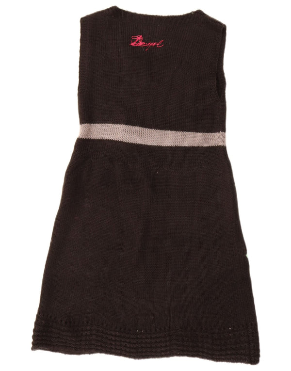 Desigual Vestido feminino gráfico sem mangas sem mangas UK 12 médio preto floral