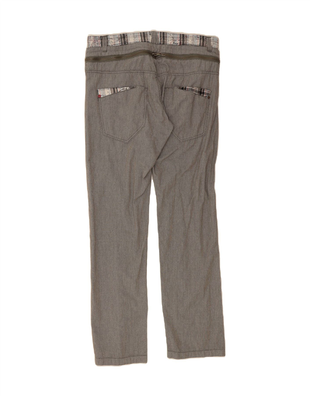 DESIGUAL Mens Slim Casual Trousers W36 L33 Grey Houndstooth Cotton Vintage Desigual and Second-Hand Desigual from Messina Hembry 