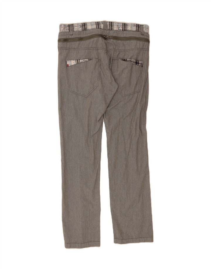 DESIGUAL Mens Slim Casual Trousers W36 L33 Grey Houndstooth Cotton Vintage Desigual and Second-Hand Desigual from Messina Hembry 