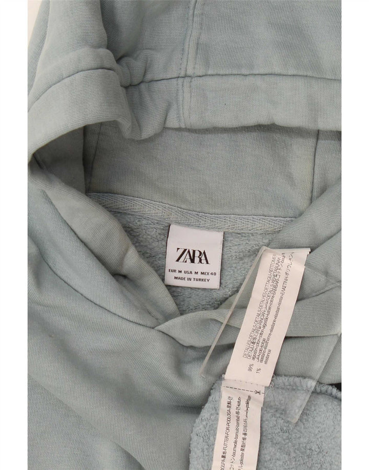 Zara Mens Hoodie Jumper Médio Algodão Azul