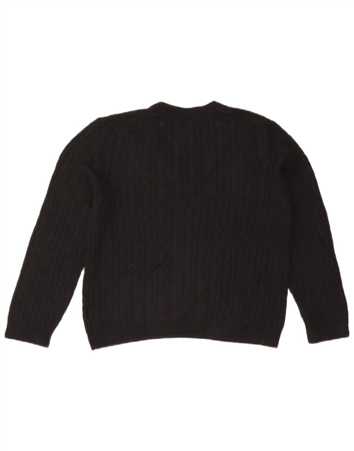 Suéter feminino TOMMY HILFIGER com decote em V Reino Unido 14 médio preto nylon