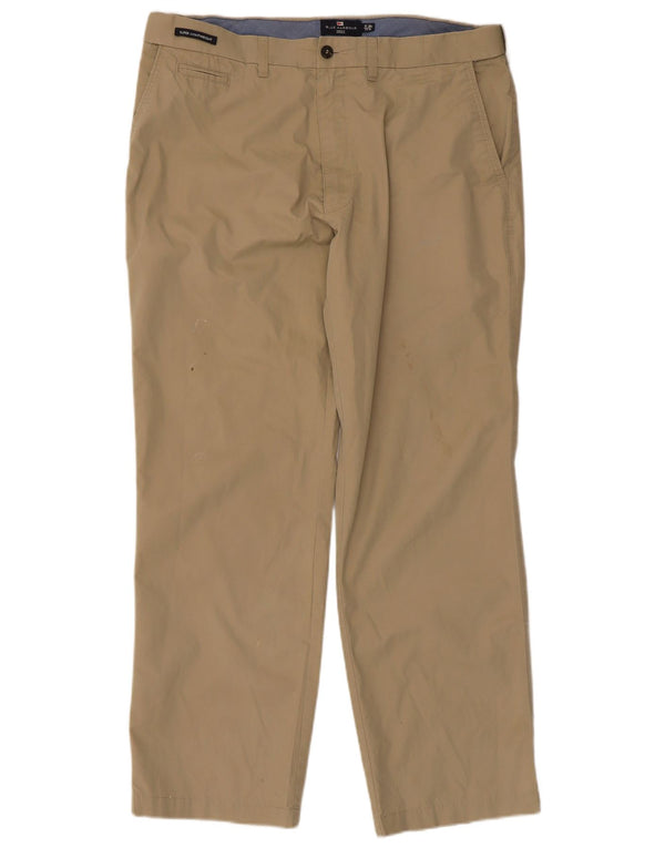 Calça chino reta masculina Marks & Spencer Blue Harbor W38 L31 bege
