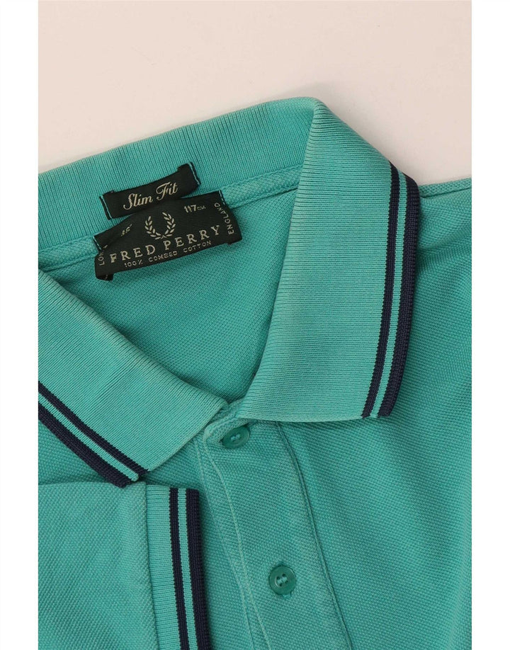 Camisa polo masculina Slim Fit Fred Perry grande algodão turquesa