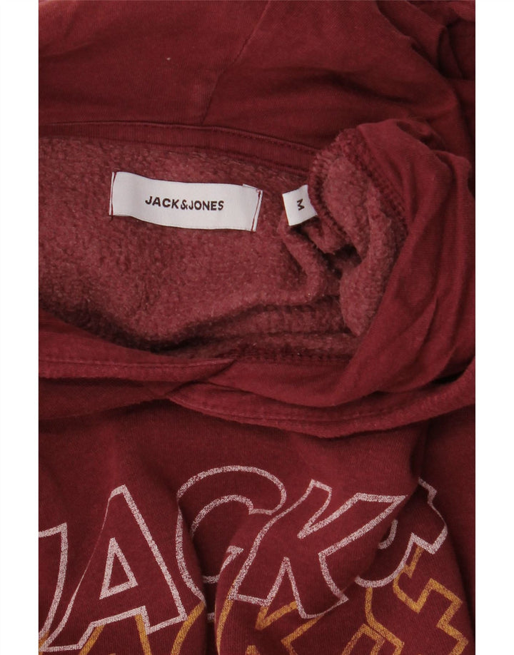 JACK & JONES Mens Graphic Hoodie Jumper Medium Burgundy Cotton Vintage Jack & Jones and Second-Hand Jack & Jones from Messina Hembry 