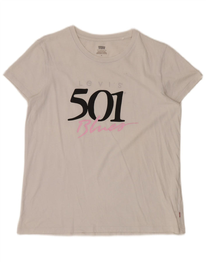 Camiseta feminina gráfica LEVI'S UK 14 médio branco