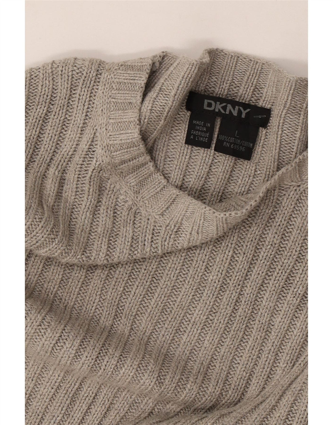 Suéter feminino DKNY com gola canoa Reino Unido 16 grande algodão cinza