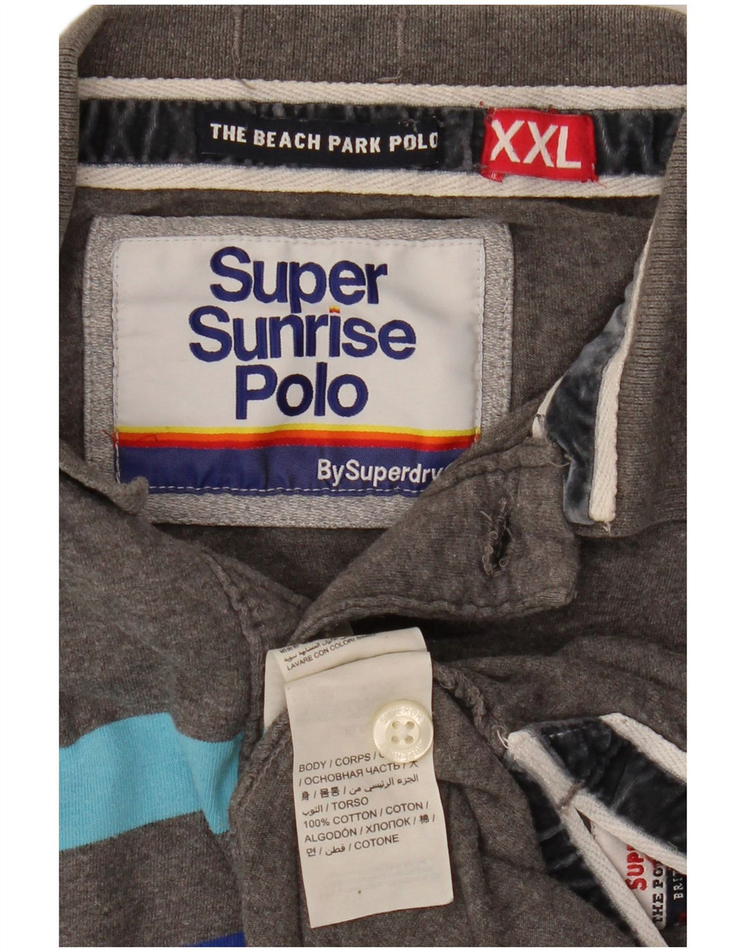 Camisa polo masculina Superdry 2XL algodão listrado cinza