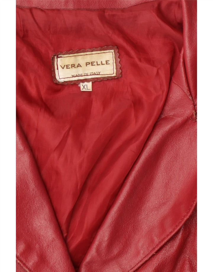 Casaco de couro feminino vintage UK 18 XL couro vermelho
