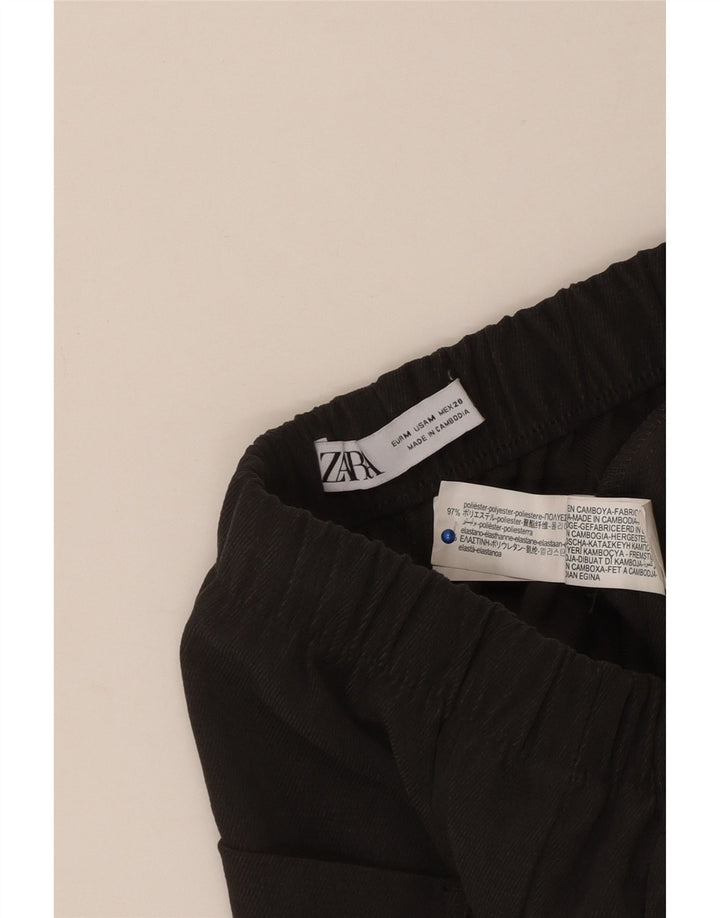 Calça chino feminina ZARA com perna larga UK 12 poliéster cinza médio