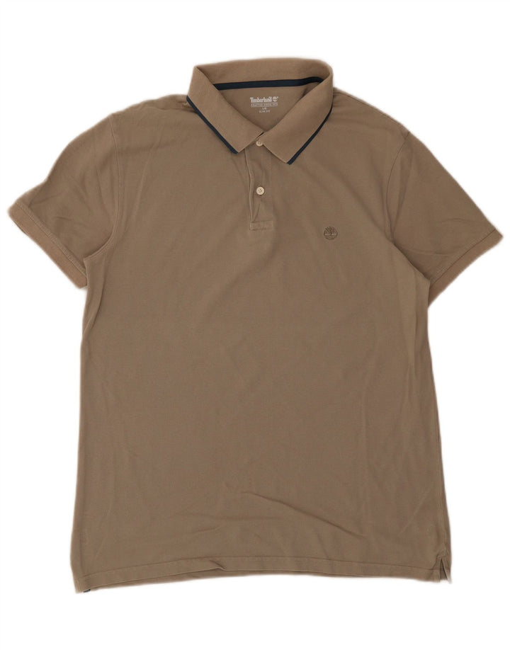 Camisa polo masculina Timberland Slim Fit grande cinza