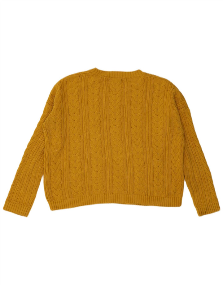 Superdry Suéter feminino superdimensionado com gola redonda Reino Unido 10 pequeno amarelo