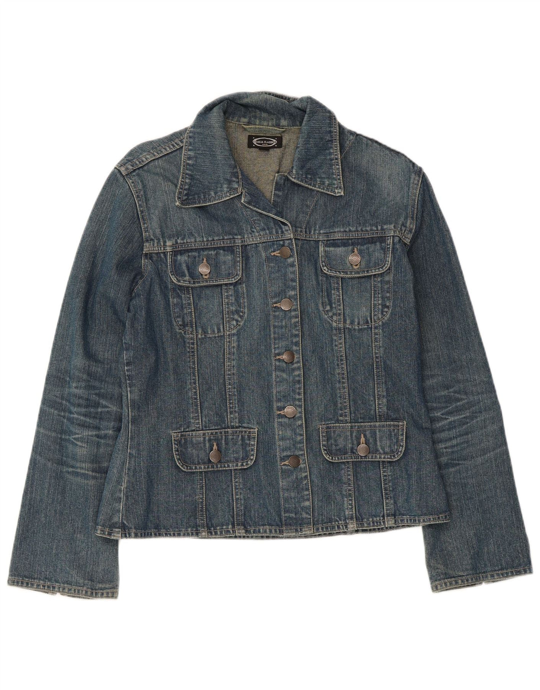 Jaqueta jeans feminina vintage UE 40/42 azul médio