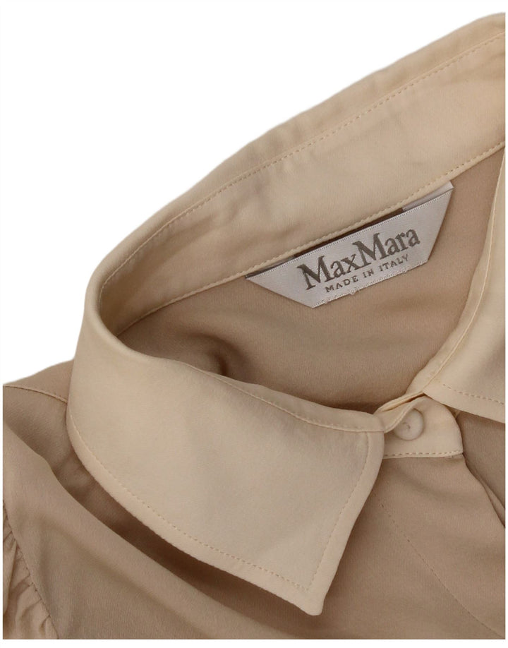 Blusa feminina Max Mara UK 10 pequena bege colorblock