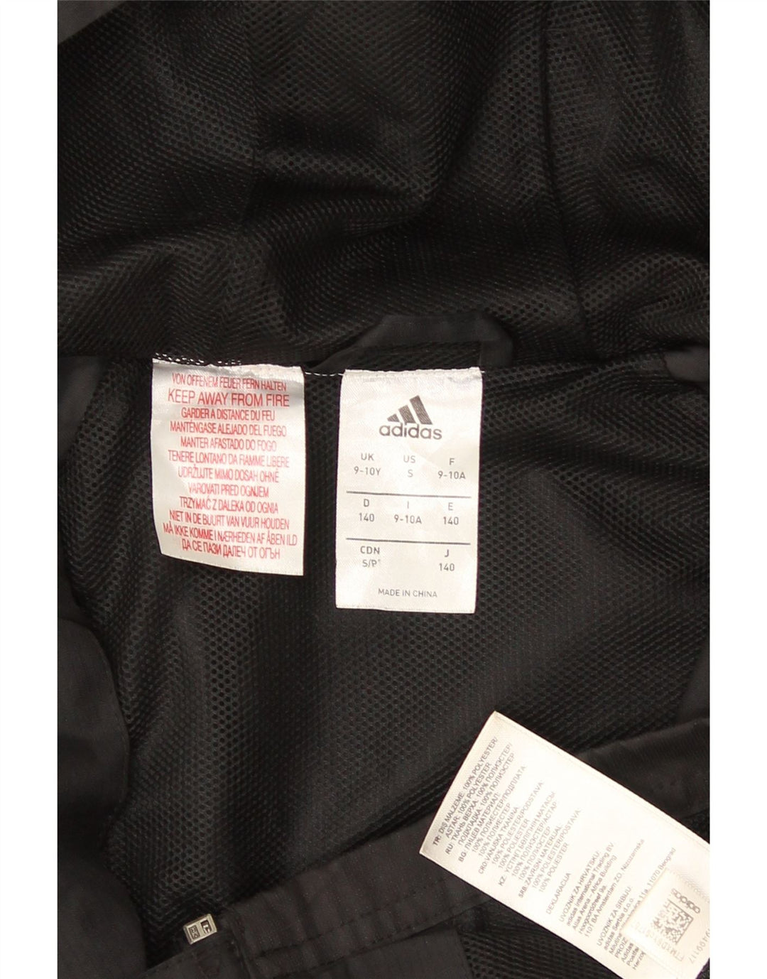 Casaco de chuva com capuz Adidas Boys 9-10 anos preto poliéster