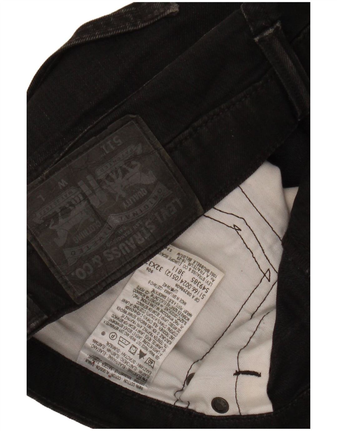 LEVI'S Feminino 511 Slim Jeans W32 L30 Algodão Preto