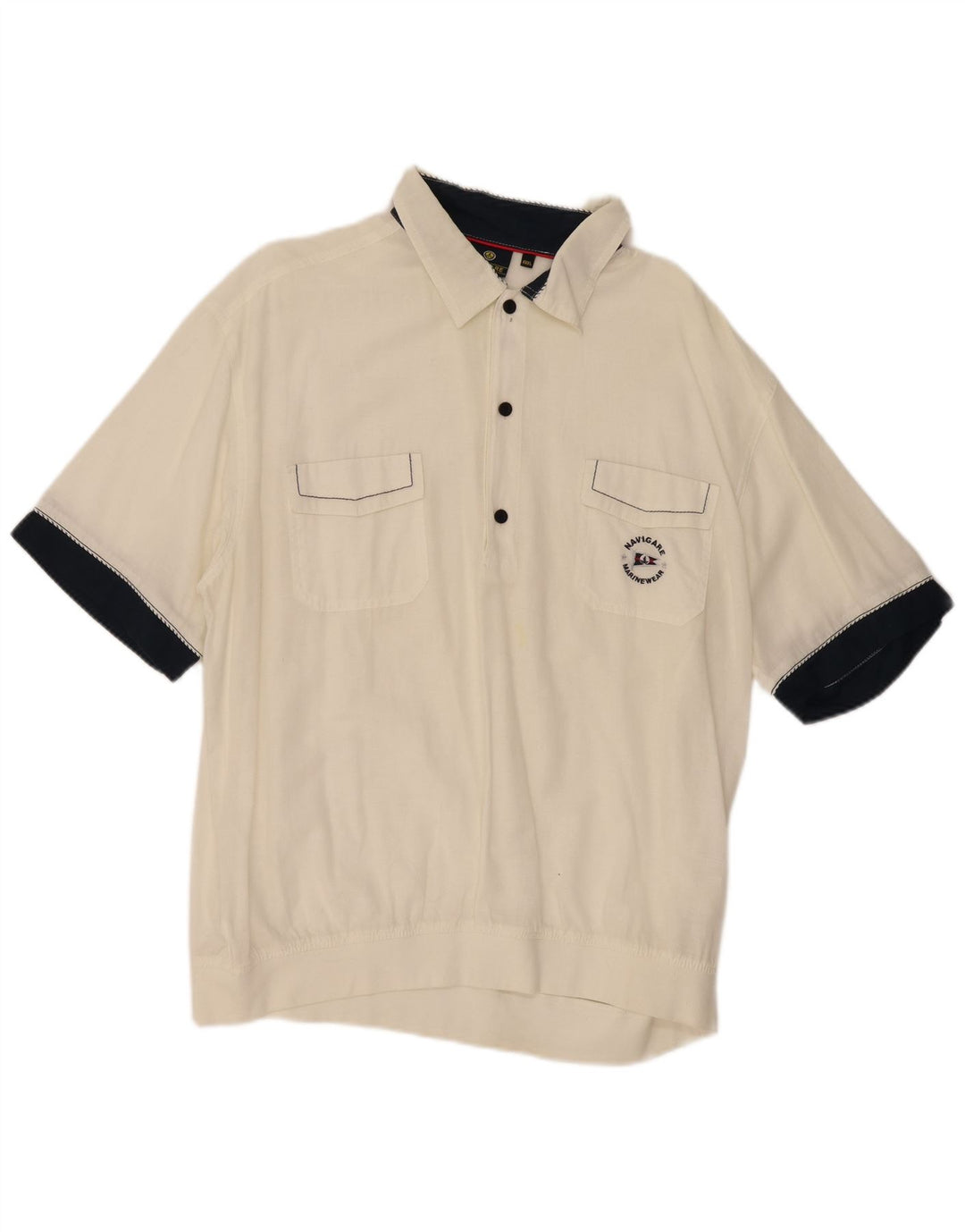 Pulôver masculino Navigare de manga curta 3XL algodão colorblock branco