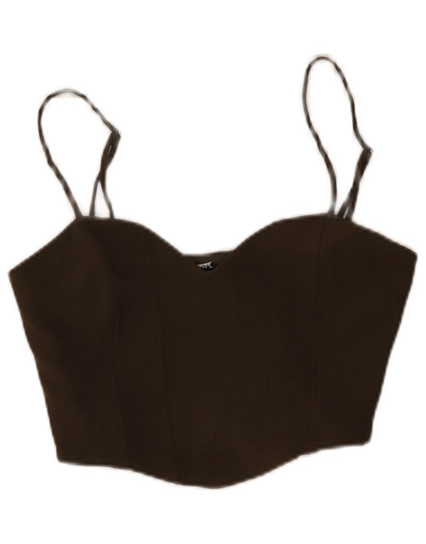 Zara Womens Crop Cami Top UK 12 Médio Marrom