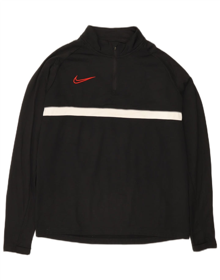 Nike Mens Dri Fit Zip Neck Pullover Treino Top Médio Preto Colourblock
